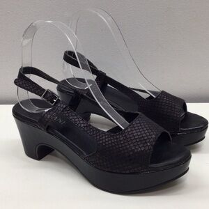 CORDANI BLACK LEATHER WEDGE OPEN TOE SHOES SIZE 7